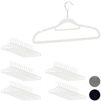 Set de 50 Perchas XXL Antideslizantes con Corbatero y Gancho Giratorio, Blanco