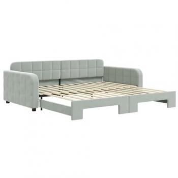 Sofá Cama Nido Terciopelo Gris Claro 100x200 cm - Día y Noche