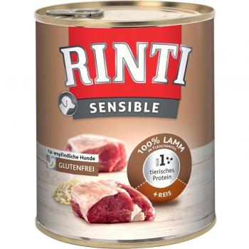 Rinti Sensible 24 x 800 g - Pack Ahorro - Cordero y arroz
