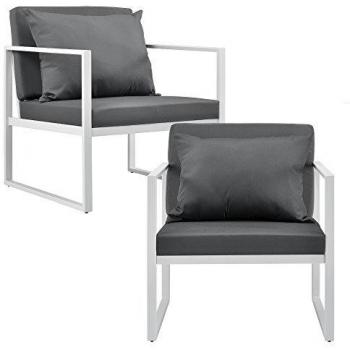 Set de 2 sillones de jardín 70 x 60 x 60 cm en color blanco para exterior