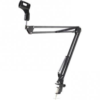 Soporte de Micrófono Ajustable con Clip y Brazo Boomerang para Mesa, Montaje con Amortiguador para Micrófonos