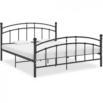 Cama solar de metal negro 160x200 cm con estructura resistente, diseño moderno y elegante, acabado en color negro mate
