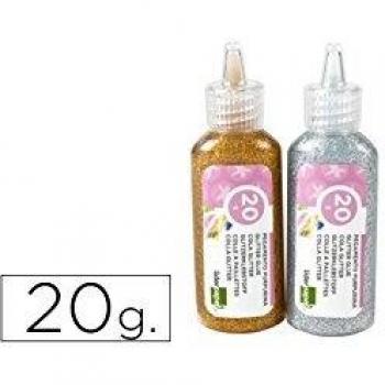 Purpurina pegamento liderpapel fantasia colores metalicos oro y plata bote de 20 gr de