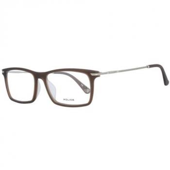 Police Men's Rectangular Matte Transparent Havana Glasses - Brown Optical Frames - One Size