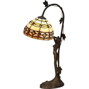 Lámpara de mesa Viro Marfil con base en forma de figura serie Tiffany - 20 x 54 cm