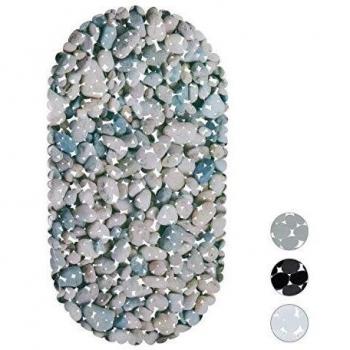 Alfombrilla Antideslizante para Bañera con Ventosas, Diseño de Piedras, Lavable, 36 x 68 cm - Relaxdays