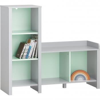 Librería para Niños Organizador de Juguetes Infantil Multifuncional con 5 Estantes Gris y Verde 90 x 30 x 82 cm
