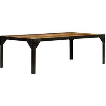 vidaXL Madera Mango Maciza Mesa Centro Ovalada Rugosa y Acero 110 cm Comedor