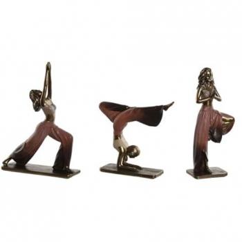 Figura Decorativa Home ESPRIT Rosa Dorado Yoga Scandi 19 x 6 x 26 cm (3 Unidades)
