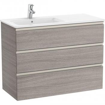 Mueble de baño Roca The Gap con 3 cajones y lavabo a la izquierda, color Roble City texturizado