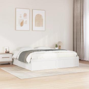 Estructura de cama de madera maciza de pino blanco 200x200 cm Vidaxl Tsunbed sin colchón