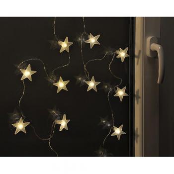Luces de hadas estrella con ventosa, 20 luces LED de color blanco cálido, 420cm, alimentado por batería, luces navideñas para uso en interiores