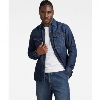 G-Star Raw Men's Slim Fit Denim Shirt - 100% Cotton - Worn In Deep Sea