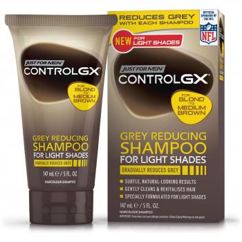 Just for men Control GX, Grey Reducing Shampoo for Grey Hair – Lighter Shades from Blonde to Medium Brown, 147 ml