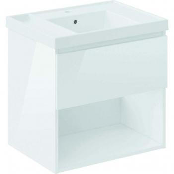 Mueble de baño suspendido COSMIC BBEST con lavabo Teckstone, 1 cajón y 1 hueco en color blanco brillo