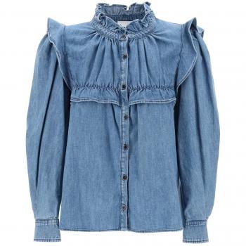 Isabel Marant Étoile Idety Shirt - Blue Long Sleeve Women's Top, Size 2XS