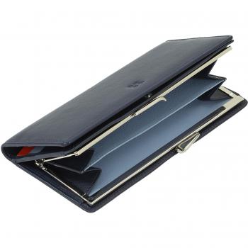 Cartera grande de mujer Dudu de piel con monedero clic clac, cuero auténtico, protección RFID para tarjetas de crédito, agujeros coloridos para billetes