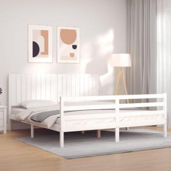 Cabecero de cama Super King Size de madera maciza blanca Vidaxl