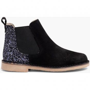 Botines de niña serraje con talonera glitter Pisamonas