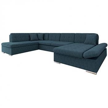 Sofá rinconero Comfivo 150 con función de descanso, caja de ropa de cama, dimensiones 345 x 76 x 205 cm, reposabrazos regulables, diseño en forma de U