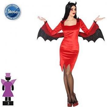 Atosa-55443 Atosa-55443-Disfraz Demonia para Mujer Adulto-Talla, Color rojo XS-S
