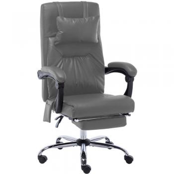 vidaXL Silla de Oficina de Masaje Cuero Sintético Gris Antracita