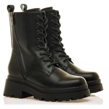 Botín Plano de Mujer MTNG Mission 53261, estilo militar, suela gruesa, cierre con cremallera, altura de tacón de 6 cm, color negro