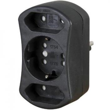 Adaptador DUOversal con Seguridad Infantil y 3 Salidas en Color Negro