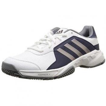 adidas Barricade Court - Zapatillas para hombre, color blanco / plata / gris, talla 43 1/3