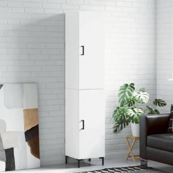 Aparador alto de madera contrachapada blanco 34,5x34x180 cm