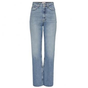 Only Riley High-Waist Straight Leg Jeans, Medium Blue Denim, Women’s Size 33/32
