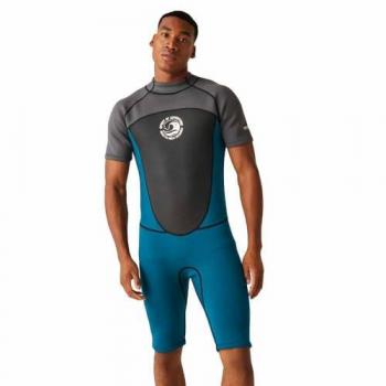Traje de Neopreno Corto para Hombre 2mm Gris y Azul Marroquí, Secado Rápido, Talla S/M