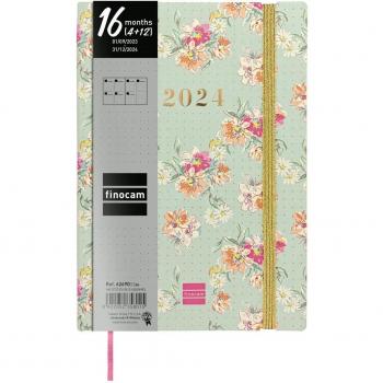 Agenda Finocam 16 Meses Dotted Bloom Septiembre 2023-Diciembre 2024 Tapa Flexible Semana Vista Horizontal Multilingüe 140x204 mm