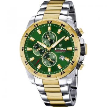 Festina Men's Chronograph Two-Tone Green Dial Watch F20562/3