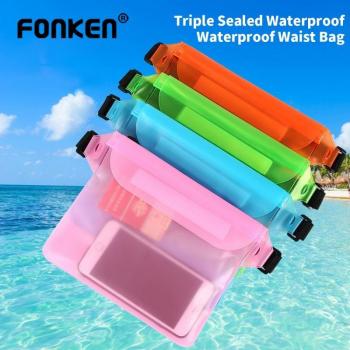 Bolsa Impermeable FONKEN para Teléfono Móvil de Playa, Almacenamiento Sellado en PVC de Tres Capas, Bolsa de Cintura y Natación al Aire Libre