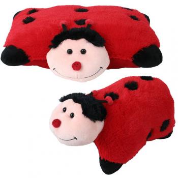 2 en la 1 Tierkissen Motivo animal Cojines de Pluche Cojines Animales de Peluche Acostados de Pie - Mariquita
