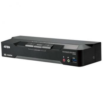 ATEN - Matriz de vídeo en formato compacto KVM DisplayPort 4K dual display de 2 puertos con Boundless Switching