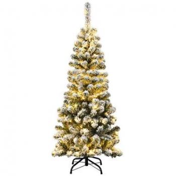 4.5-Foot Snow Flocked Pre-lit Artificial Christmas Pencil Tree