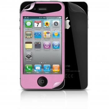 iSkin Glam - Protector de pantalla y cuerpo para iPhone 4 y 4S, color rosa y transparente