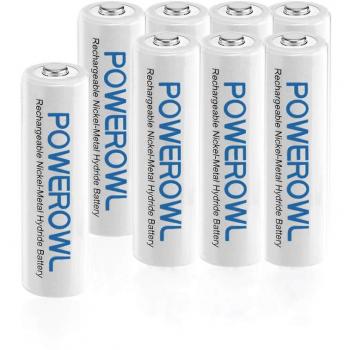 POWEROWL Pilas AA Recargables 2100mAh Ni-MH 1.2V de Alta Capacidad AA Baterías Recargables 1200 Ciclo de Carga