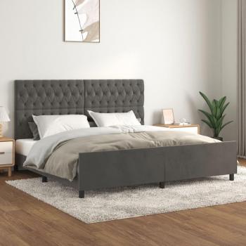 Cama solar sin colchón terciopelo gris oscuro 200x200 cm con estructura cama y cabecero terciopelo gris oscuro 200x200 cm vidaXL - Gris