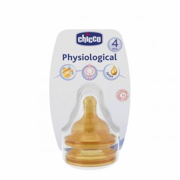 Chicco Physiological - Tetina boca ancha de caucho, 3 orificios, flujo rápido, 4 meses en adelante