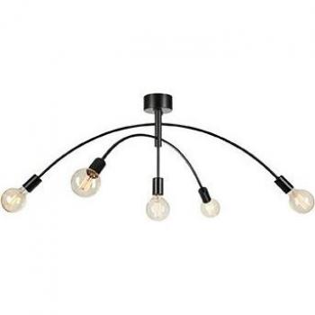Plafón Crux Black Metal 5 bombillas 40cm, tipo: plafón, características: color negro, material metal, diseño moderno, capacidad para 5 bombillas de hasta 40W cada una, dimensiones de 40cm