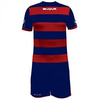 Givova Conjunto de Rugby Camiseta con Pantalones Cortos Azul Marino/Rojo XL