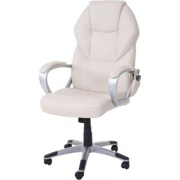 Sillón de oficina giratorio con masaje y calefacción en sintético color crema