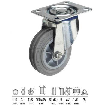 WOLFPACK LINEA PROFESIONAL 11110001 Rueda Industrial Goma Gris Placa 100 mm