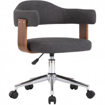 Silla giratoria de oficina en madera curvada y tela gris