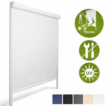 Estor enrollable con carcasa y guías laterales, color Blanco, 175x90x4.2 cm - Sol Royal K24