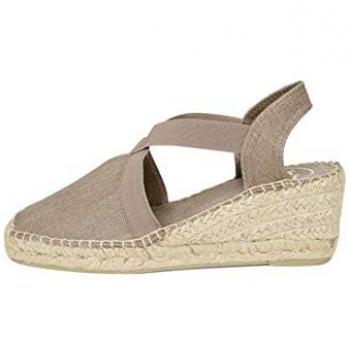 Zuecos de Mujer Toni Pons Modelo Ter en Beige con Cuña y Tejido de Algodón