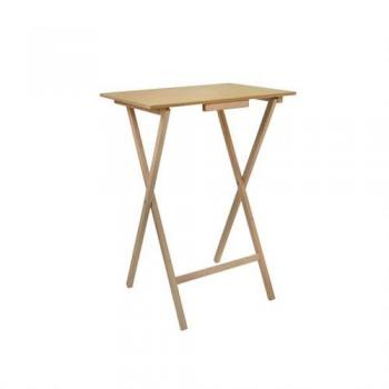 Mesita Auxiliar Rectangular Plegable en Madera de Haya con Acabado en Aceite 48x35x64 cm - Wellhome